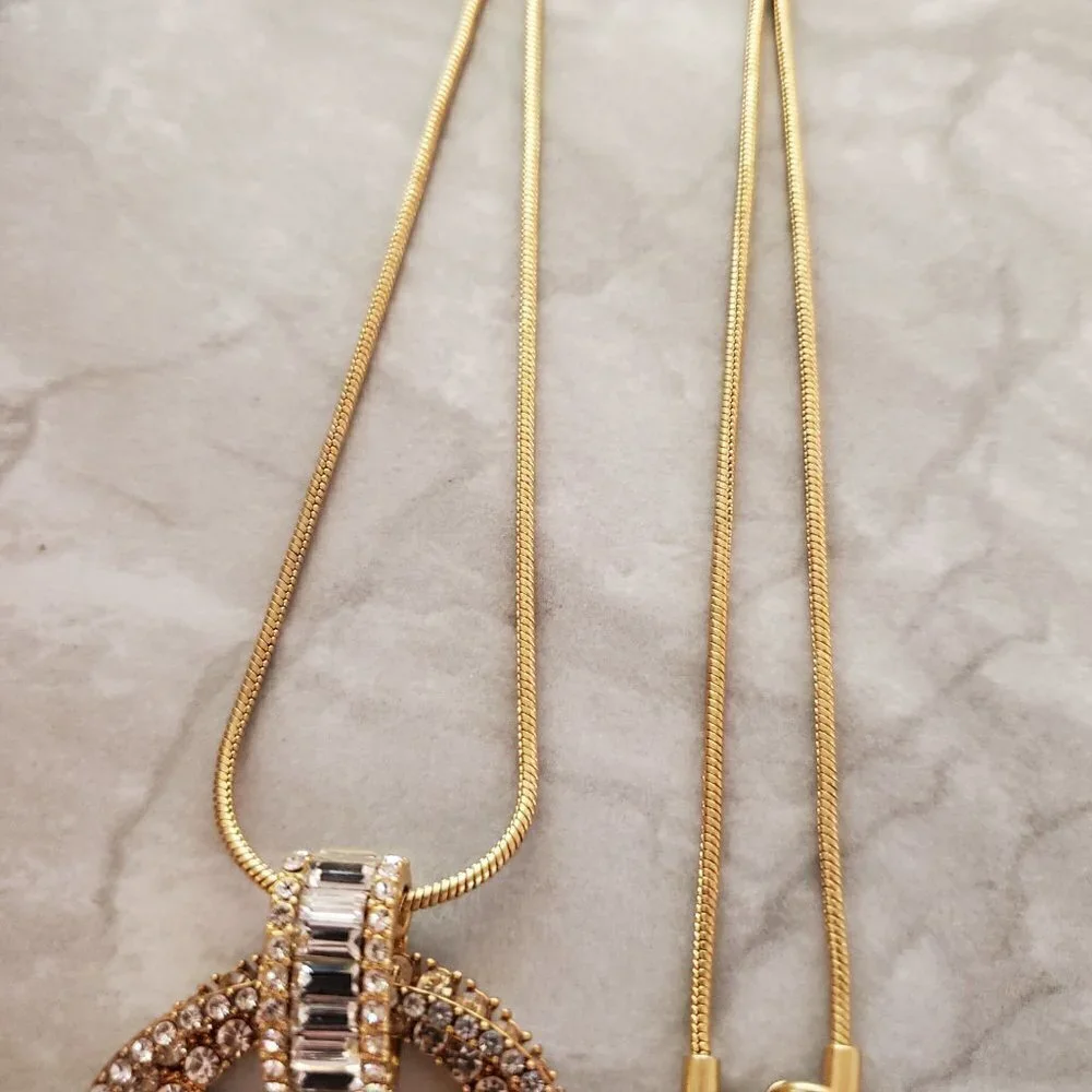 ✨ J.Crew snake Chain Rhinesontes Crystals Hoops Pendant Statement Necklace ✨